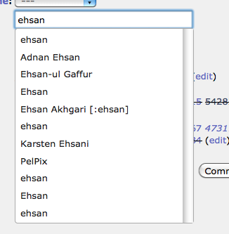User name autocomplete for the Assignee field