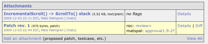 Attachment flags with links pointing to the time when the flag was set